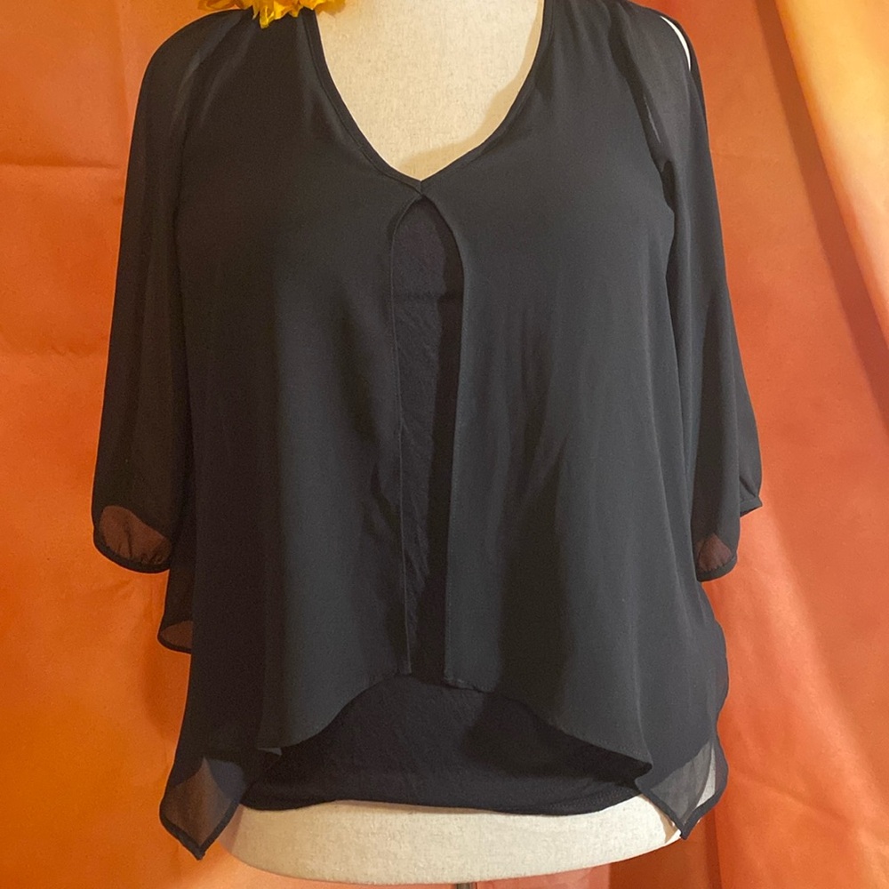 By and By black top with sheer overlay